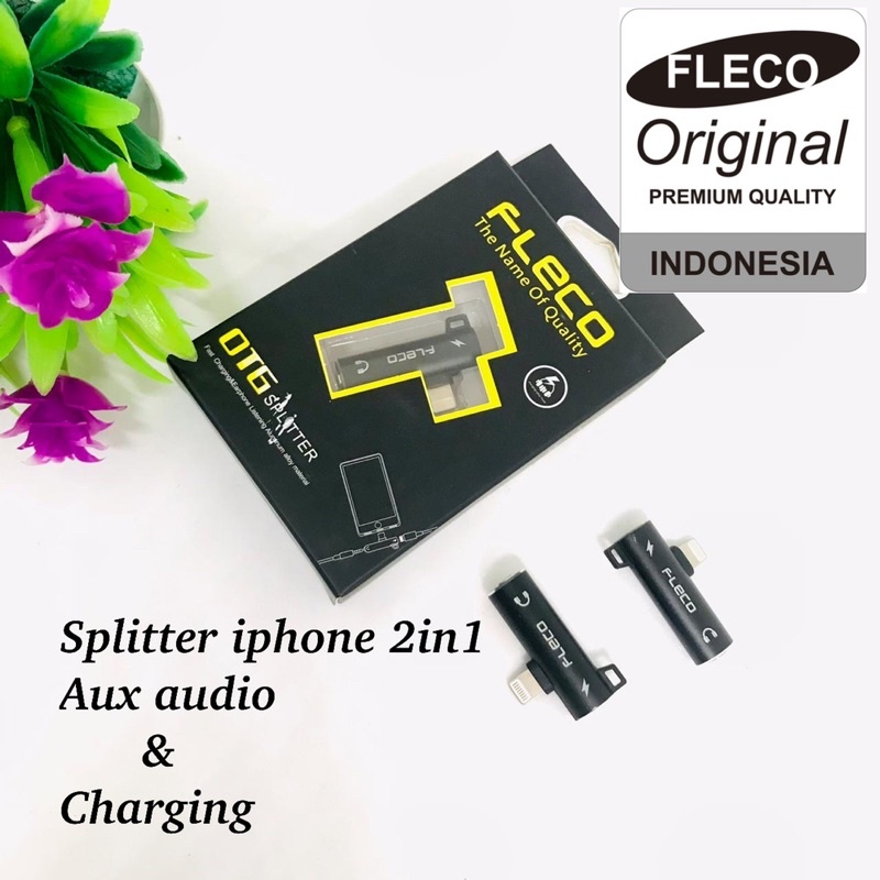 fleco Adapter Splitter Lightning Ke Jack Audio Aux 3.5mm 12mini 11Pro XsMax X Xr 7 8Plus