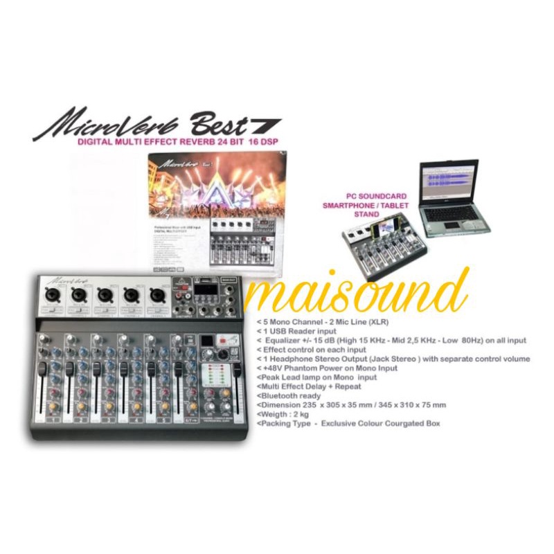 MIXER MICROVERB BEST 7 DSP BISA RECORDING LAPTOP PC MICROVERB BEST7 M7 DSP