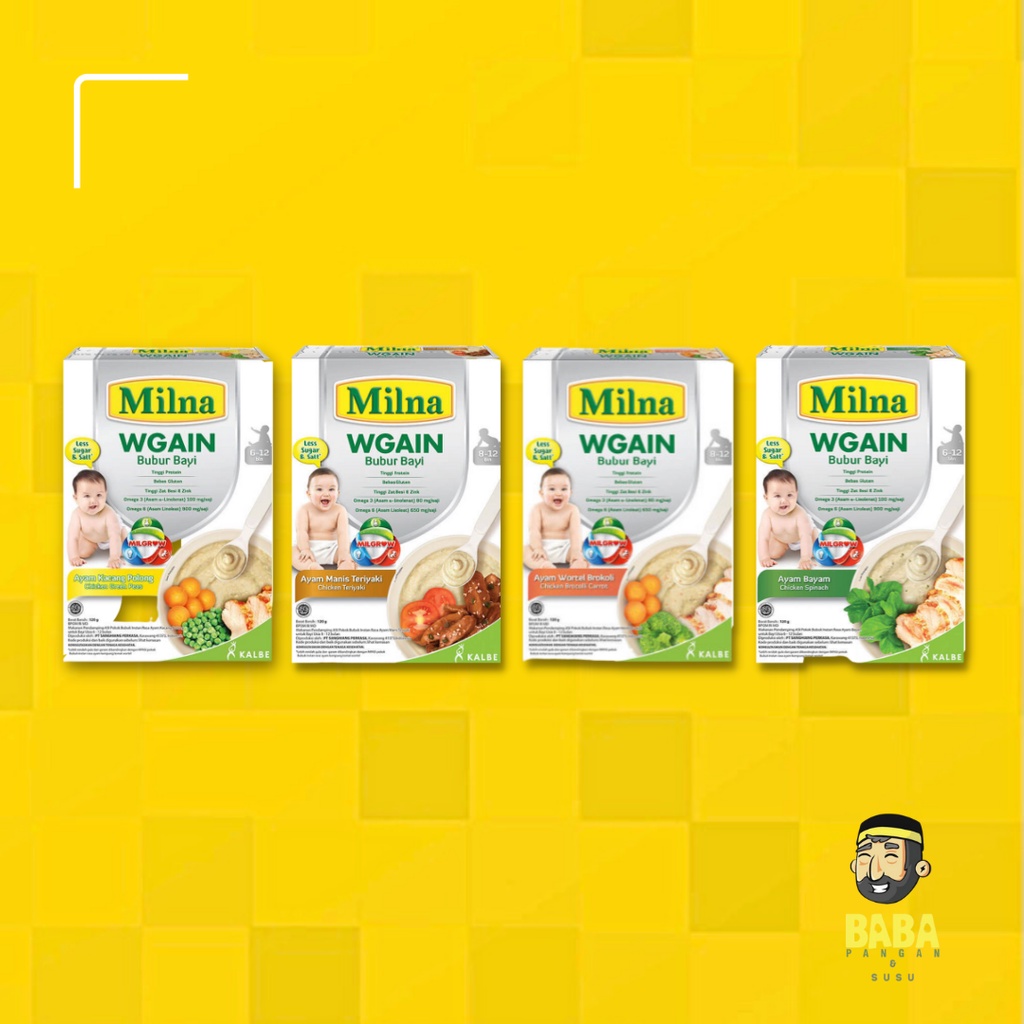 Milna Bubur Bayi Reguler Tim, Wgain, Goodmil, Organic 6+ 8+ 9+ 12+ Mpasi bayi Bubur Organic