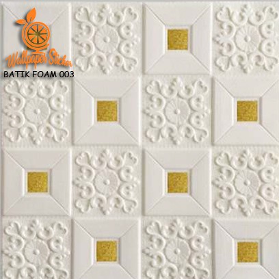 TERLARIS Sticker Wallpaper Dinding 3D Embosed Model Bata kayu dan batik Sticker Wallpaper Dinding 3D-BATIK FOAM 003 GOLD