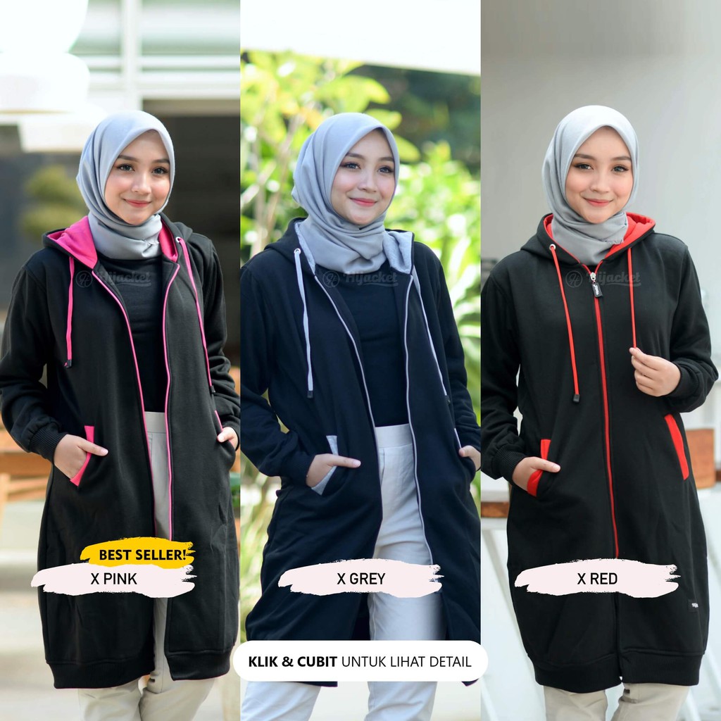 HIJACKET BASIC HITAM | HIJAKET JAKET HIJABER WANITA MUSLIMAH SYARI