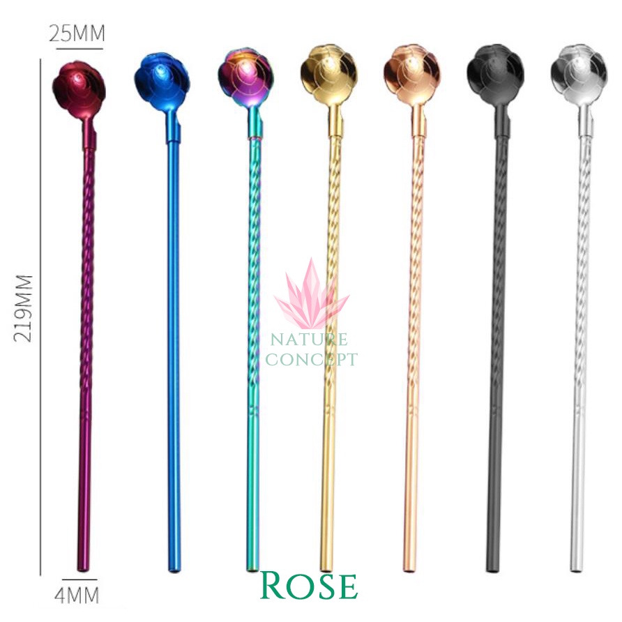 Nature Concept Stainless Steel Straw Spoon Sendok Sedotan ULIR BUNGA