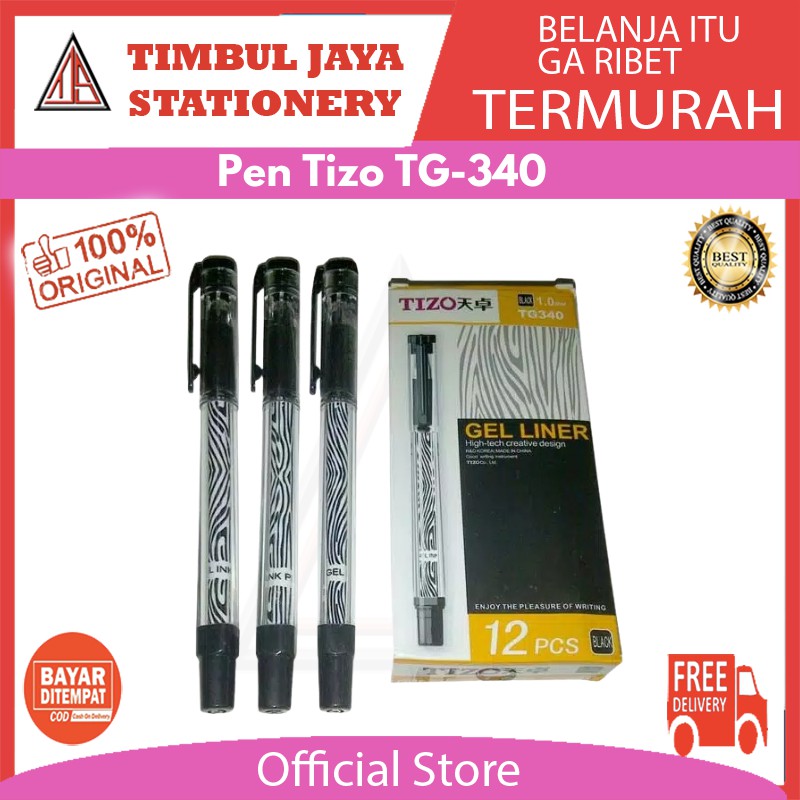 

Tizo Pen gel / pulpen gel / pena gel / ballpen gel / bolpoin gel liner tg-340 isi 12pcs