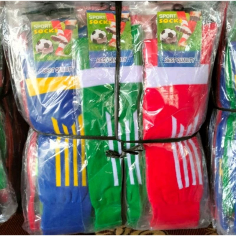 1 lusin 12 pasang kaos kaki BOLA panjang selutut motif garis garis bahan GREES / jangan tergiur dengan harga murah kalau tidak mau di kecewain / belajar lah jadi konstumer yang pandai dan bijak dalam membeli barang