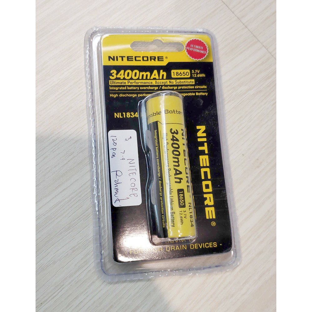 18650 Rechargeable Li-ion Battery 3400mAh 3.7V - NL1834 - NRBT0CBY Black/Yellow