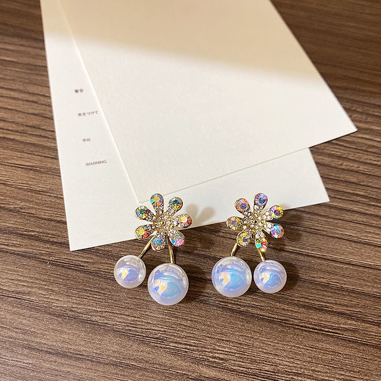 Anting Mutiara Bunga sparkle Warna-Warni Untuk Wanita Aksesoris Telinga Korea