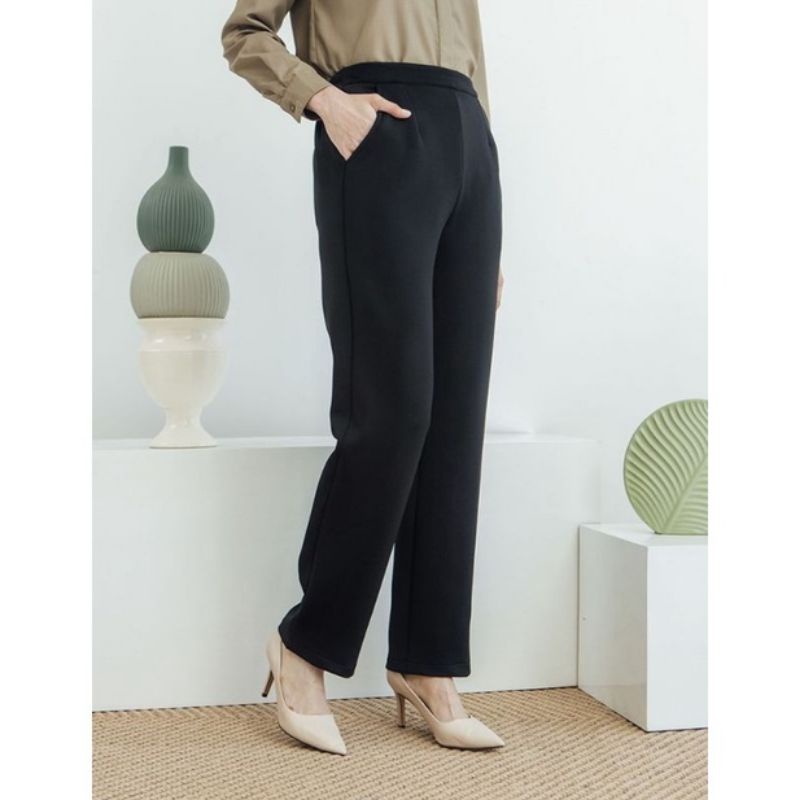 Celana Pensil Basic Pants Celana Kerja Wanita Pinggang Karet Casual Dan Simple Ootd Kekinian