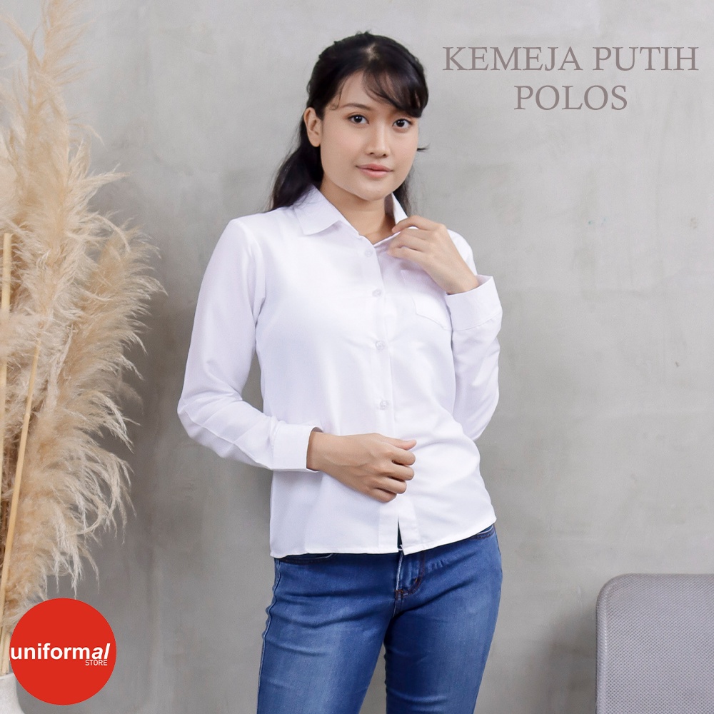 KEMEJA / WANITA / KAMEJA / BAJU KERAH / WARNA PUTIH / KULIAH / WISUDA / SHIRT CEWEK / PEREMPUAN / KANTOR / KERJA / KANTORAN / FORMAL / LENGAN PANJANG / JUMBO / BIG SIZE / ATASAN / LENGAN PANJANG / POLOS / TERLARIS / MURAH / HEM LD 120 / TERBARU