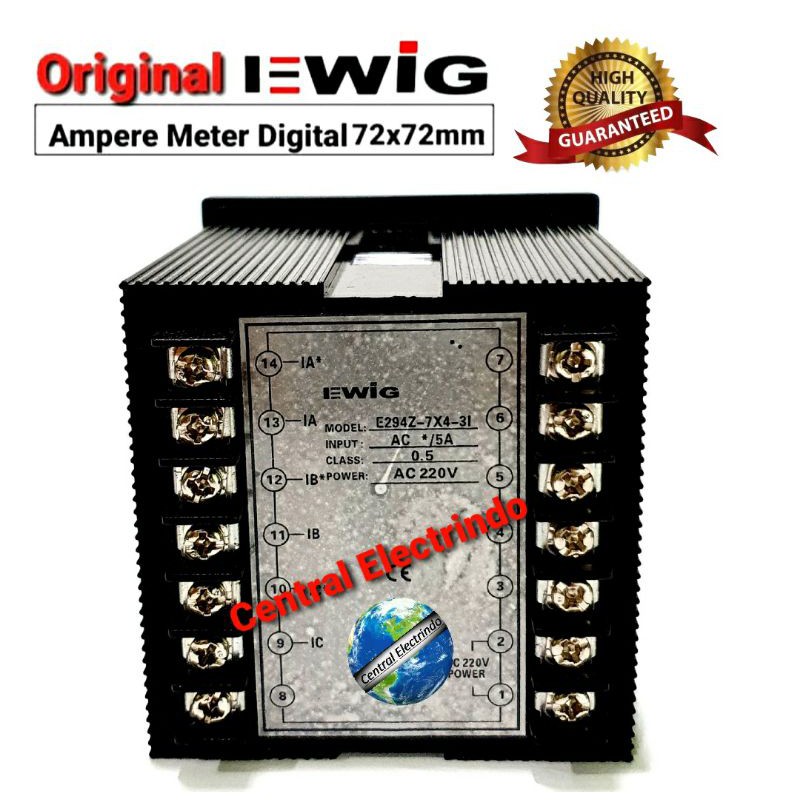 Ampere Meter Digital EWIG 72x72mm E294I 3 Ampere Indicator.