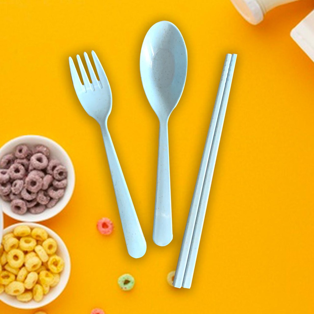 

WGB Alat Makan Set Cutlery Set Sendok Garpu Sumpit Plastik HDPE WGB Biru