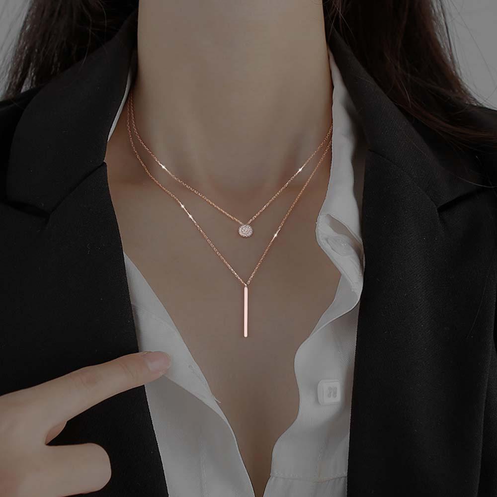 Agustina Kalung Geometris Temperamen Elegan Wanita Tongkat Panjang Liontin Gadis Fashion Perhiasan