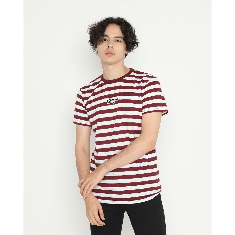 Erigo T-Shirt Stripe Weilla Maroon White