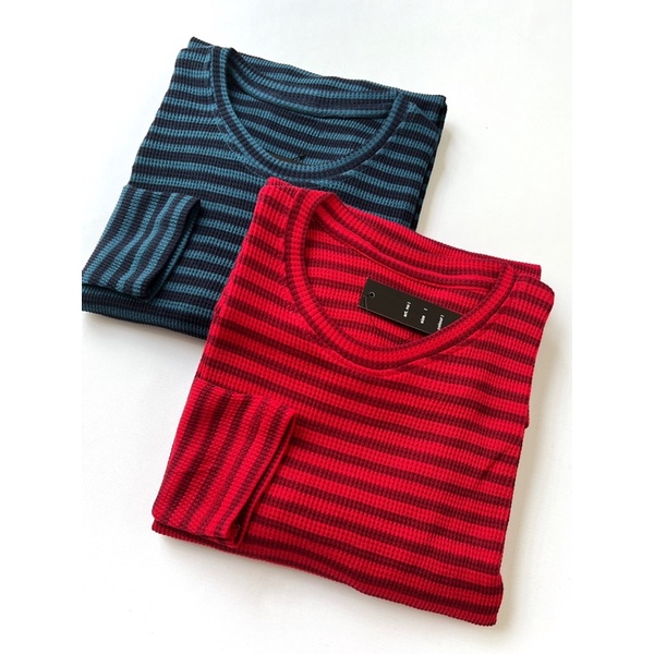 READYBASIC - BAJU KAOS LENGAN PANJANG STRIPE TEE BAHAN WAFER PREMIUM