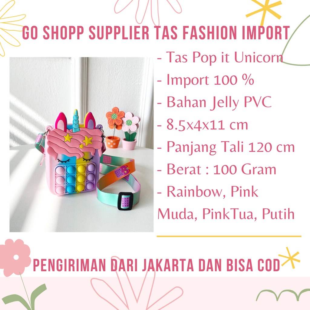 Tas Pop it Anak Unicorn Lucu Import - Tas Selempang Anak Karakter Unicorn - Tas Pop It Terbaru Import - Tas Anak Lucu Pop It Fidget Toys [JL09]