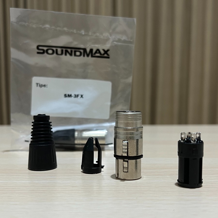 SOCKET SOKET CANON XLR FEMALE CEWEK SILVER PLATED LPS PERAK SOUNDMAX SM-3FX