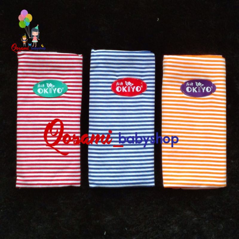 Gendongan Kaos (Geos) Okiyo MOTIF salur Kain Gendong Bayi Instant