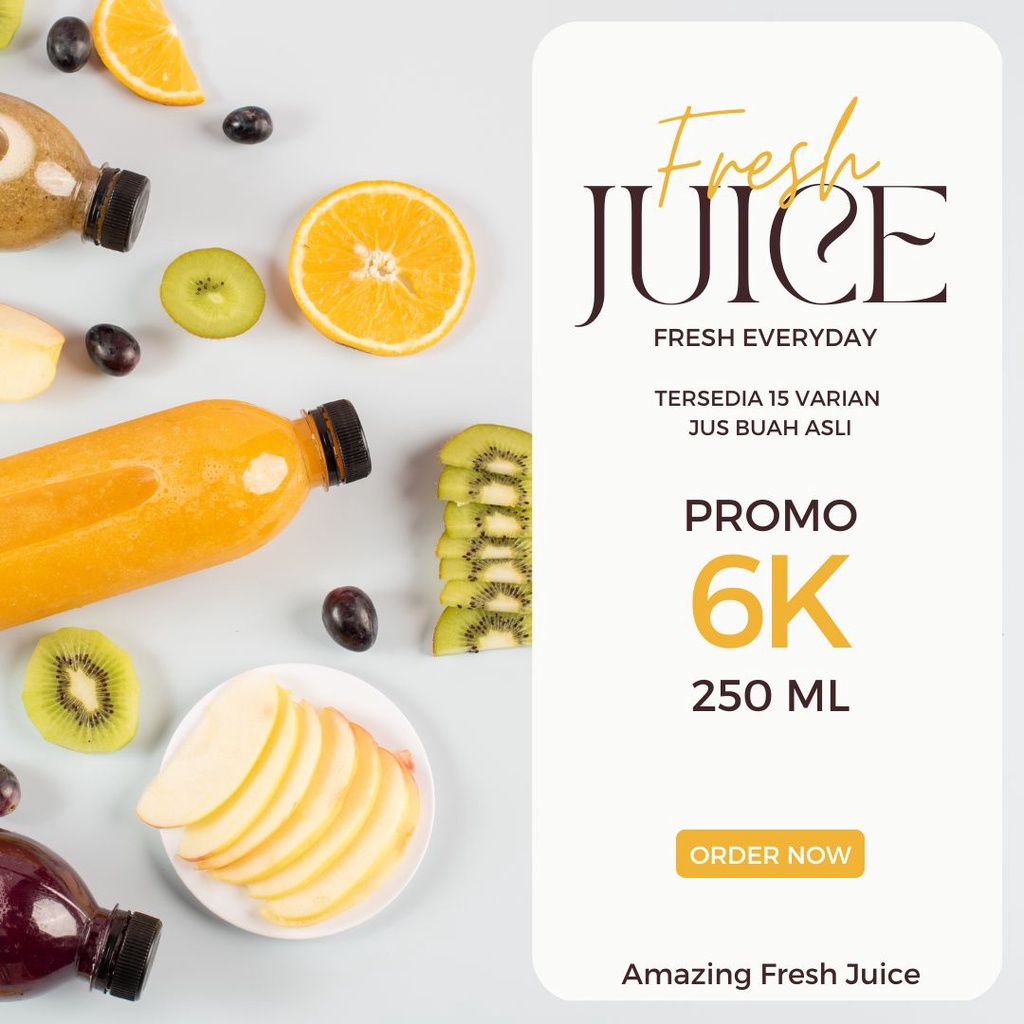 

100% Jus Buah Asli Fresh Juice Jeruk Mangga Sirsak Jambu Leci Lemon Apel dll