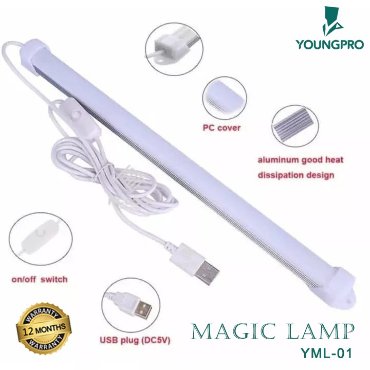 YOUNGPRO MAGIC LAMP YML01 LAMPU LED PANJANG PORTABLE EMERGENCY BELAJAR BACA ETALASE DAPUR