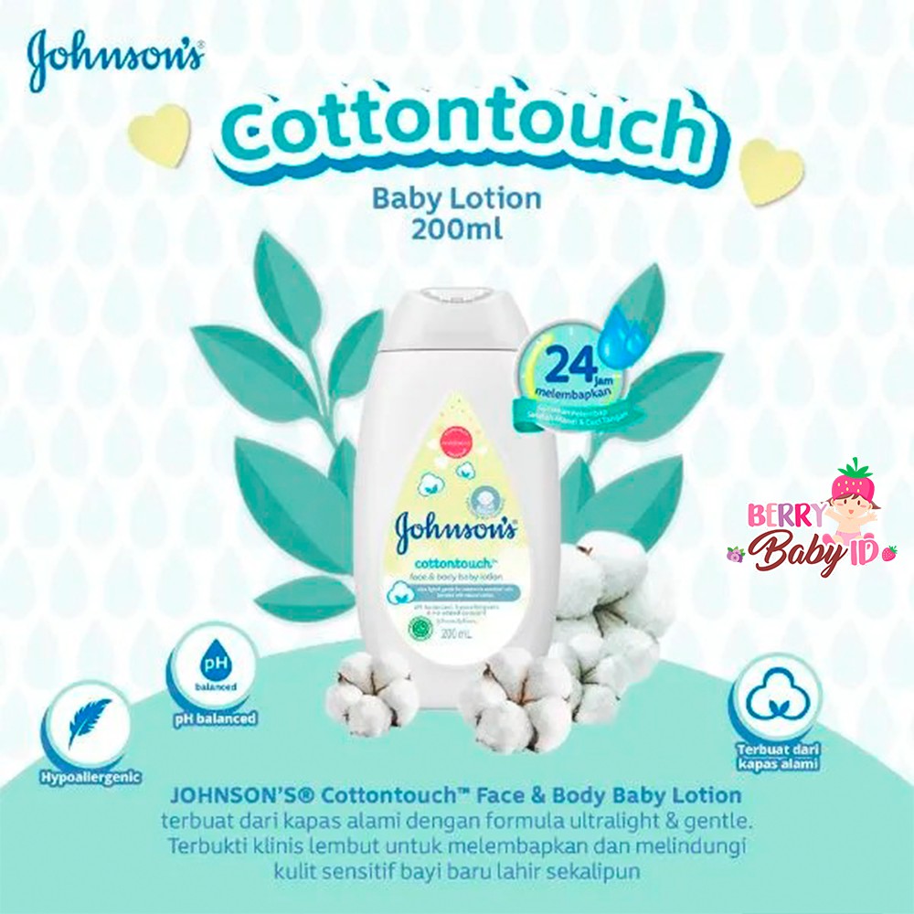Johnson's Baby Cottontouch Face &amp; Body Baby Lotion Losion Bayi 200 ml Berry Mart