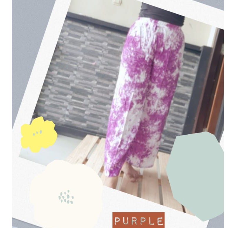 celana panjang kulot tiedye rayon bali