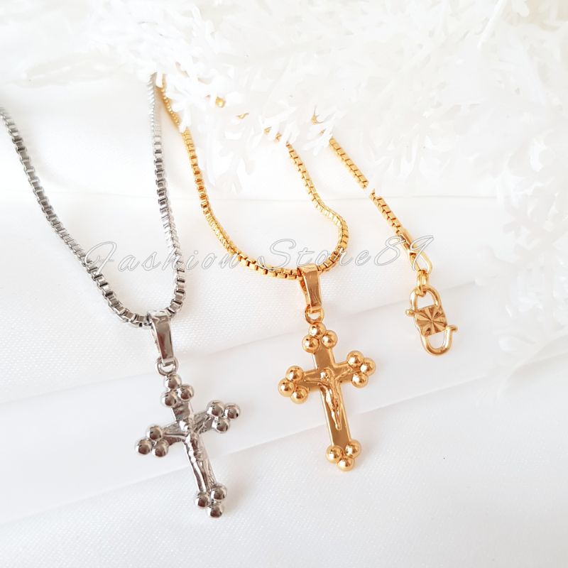 Kalung fashion salib Jesus xuping lapis emas 18k impor yaxiya