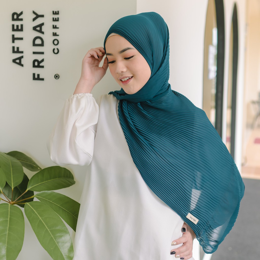 Lozy Hijab - Bawal Pleats Shawl ( Pashmina Plisket )-Green Tosca