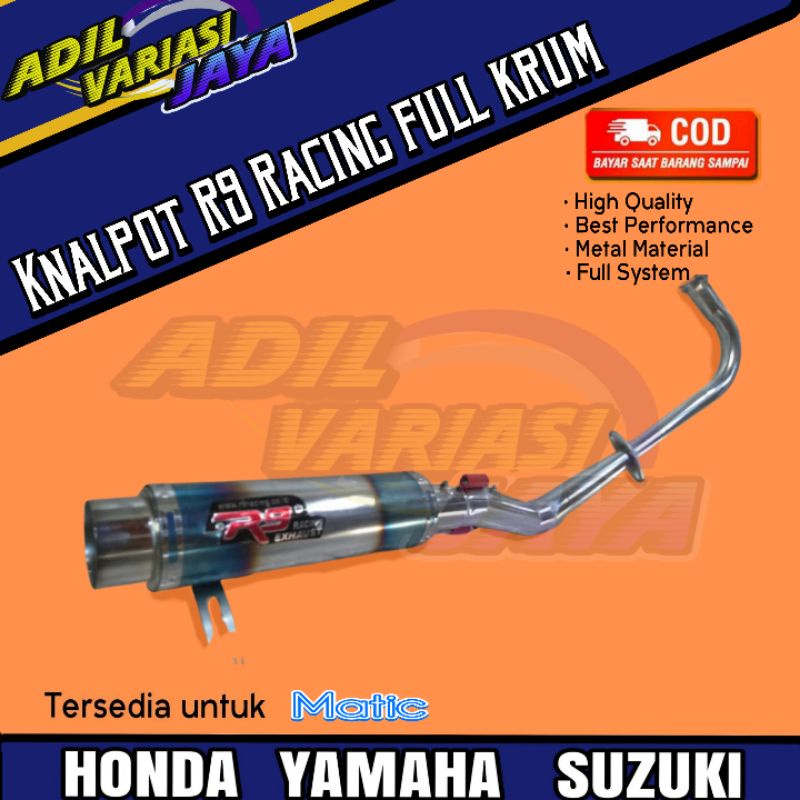 Knalpot Racing R9 untuk Satria Fu Mio beat Vario jupiter mx