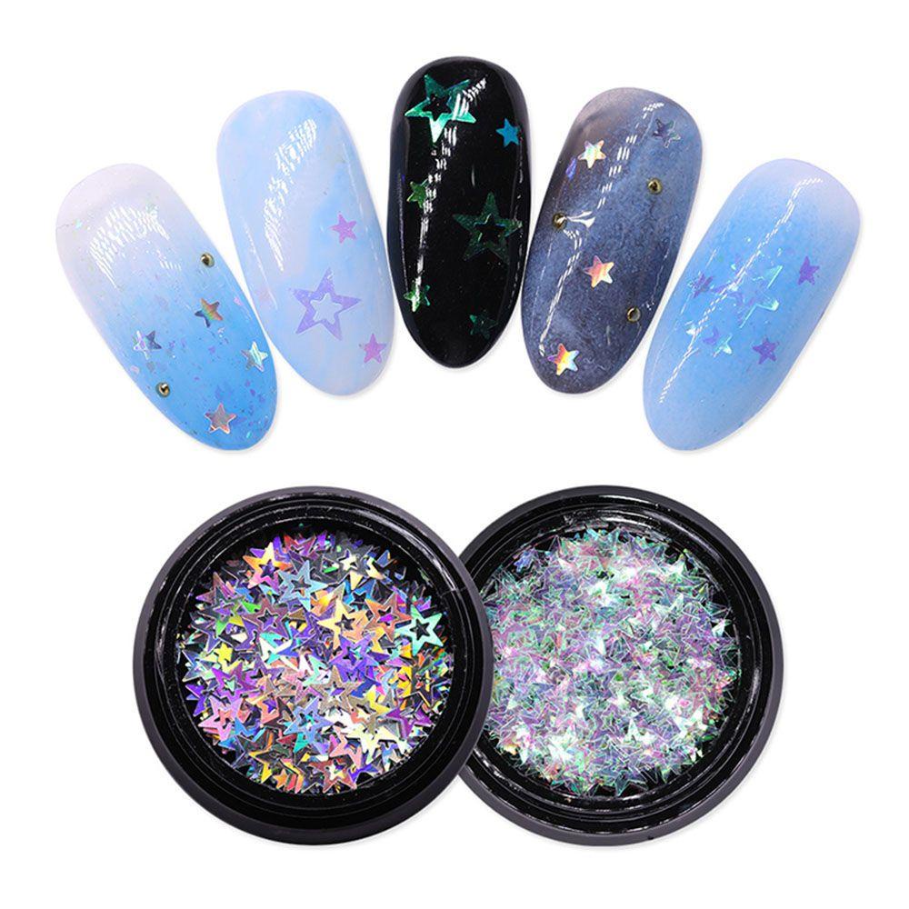 Sequin Bentuk Bintang Warna Silver Untuk Dekorasi Nail Art