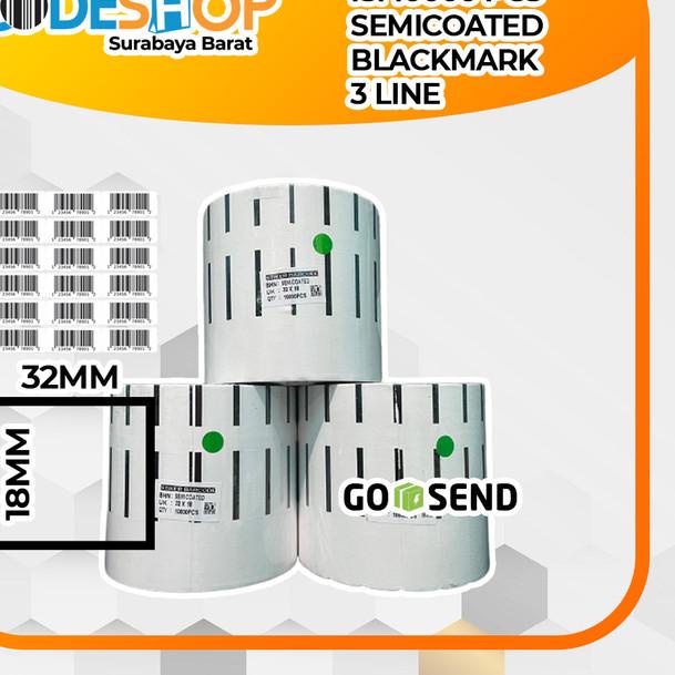 

✫ LABEL BARE 32X18 Black Mark, 3 Line,isi : 10.000 pcs ♕