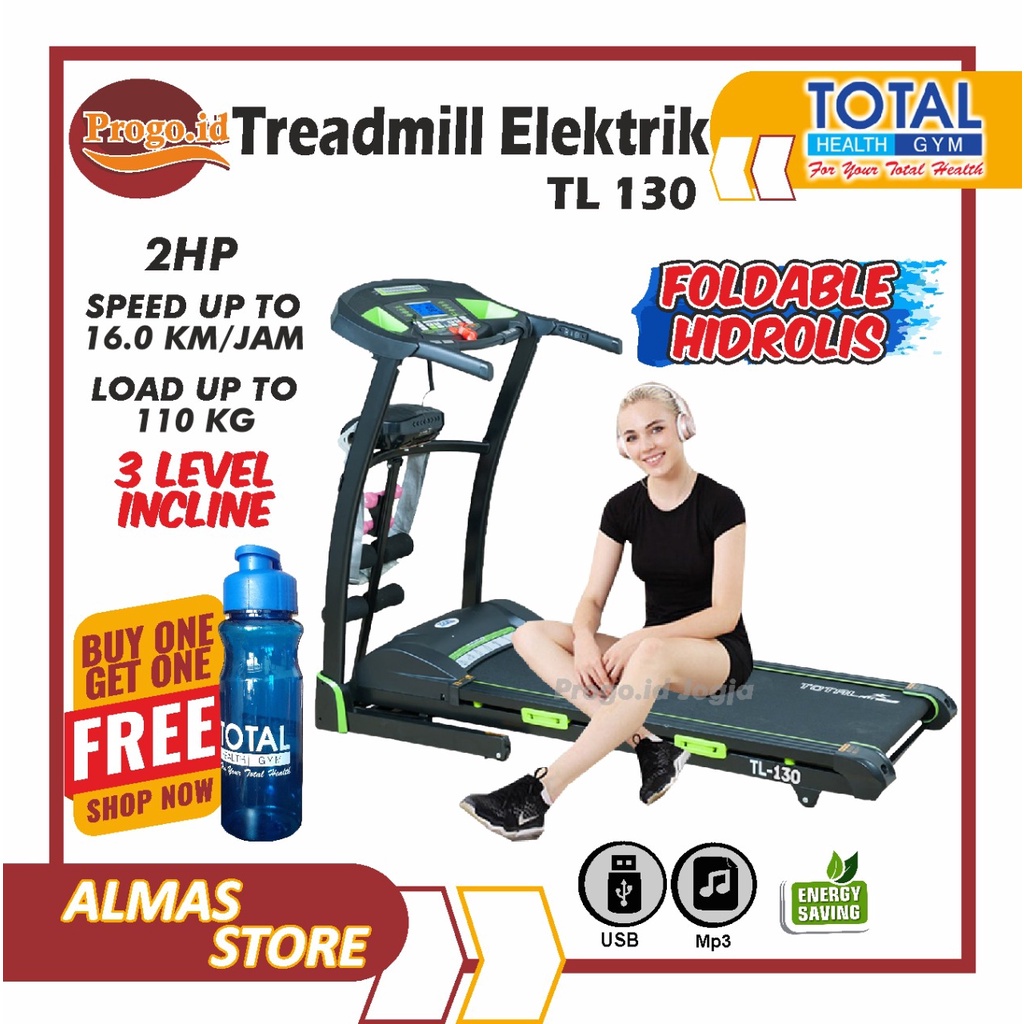 Alat Lari Treadmill Fitness Fitnes Olahraga Gym Elektrik Total Outdoor Threadmill Thredmil Electric 