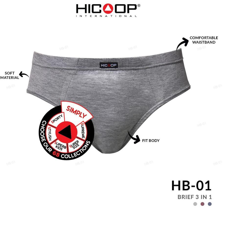 ○ Hicoop Celana Dalam Pria 3 IN 1 HB-01 MX ➮
