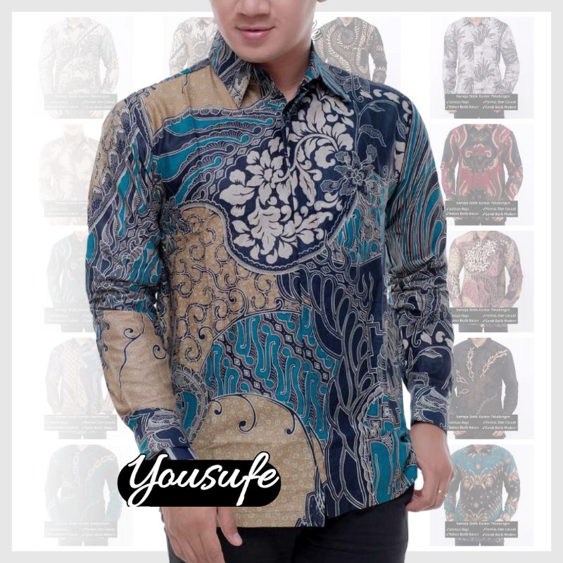 Batik Pria Lengan Panjang Motif Halus Pekalongan Bisa Cod Shopee Terbaru Seragam Pernikahan Saku Depan Tidak Luntur KodeCPTS17