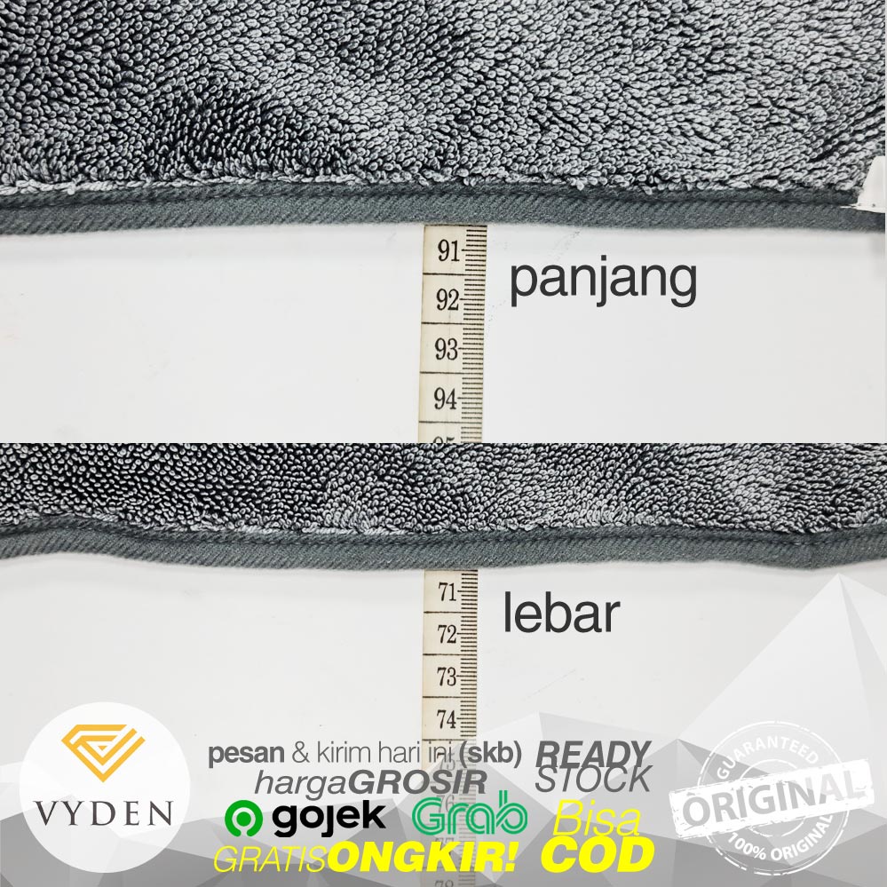 Lap Pengering Cuci Mobil VYDEN Drying Towel Twisted Loop Premium Korean Microfiber 600GSM Water Magnet Killer Handuk Kanebo Jumbo Extra Large Kain Cuci Motor Tidak Bikin Baret Sekali Tarik Kering Garansi