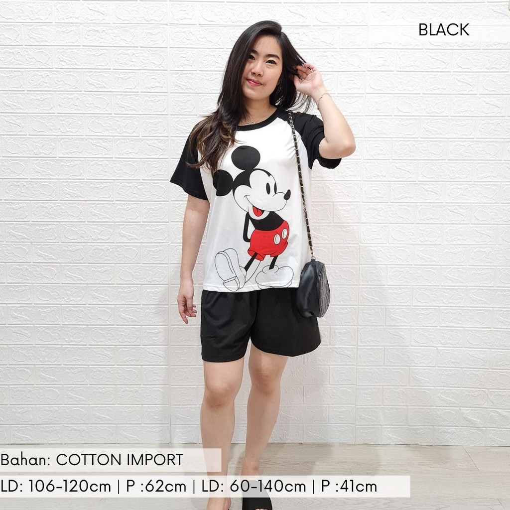 3534 kaos pajamas colour mouse short one set baju tidur