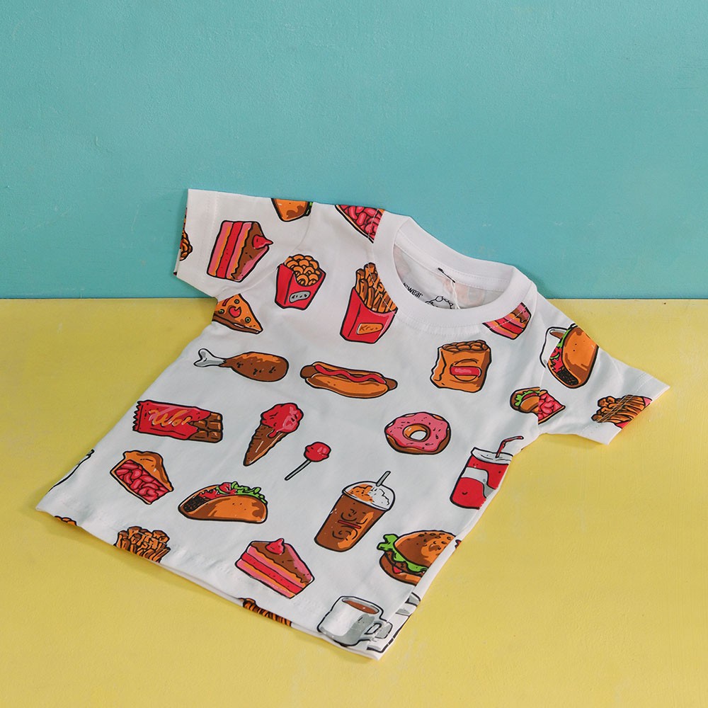 

Pop Kidswear Junkfood Tee - Kids - Kaos Anak 1-8 Tahun Gambar Makanan Pizza Burger Cola