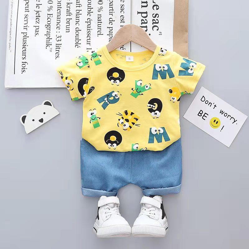 (6Bln-3Thn) COD Setelan Baju Anak Cowok / Setelan Pakaian Anak Motif Kartun Beruang SB22