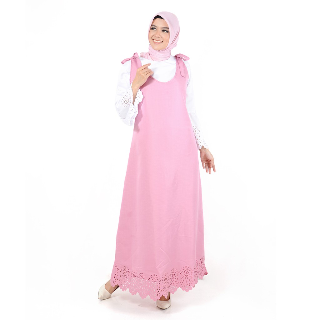 XSHOP  Long dress Muslim Variasi Pon Laser dan tangan terompet - Nadda