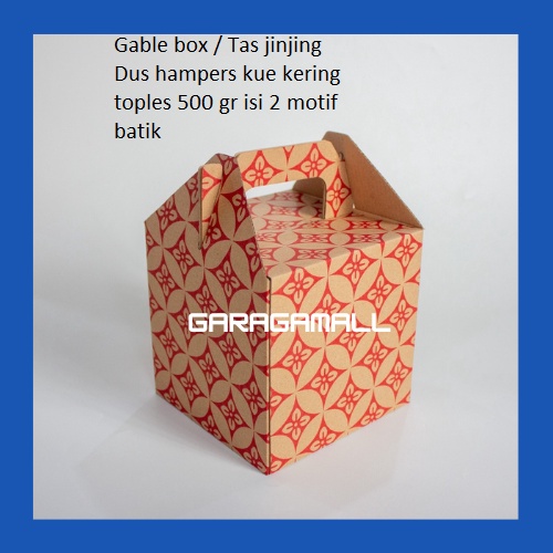 

Gable box tas jinjing kardus die cut kardus packing dus hampers kue kering toples 500 gram isi 2 kardus hampers motif (10 pcs)