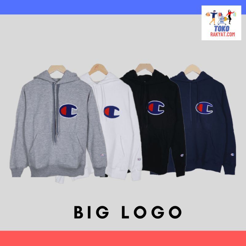Champion Big Logo Bordir Hoodie Original CMT Fulltag Barcode