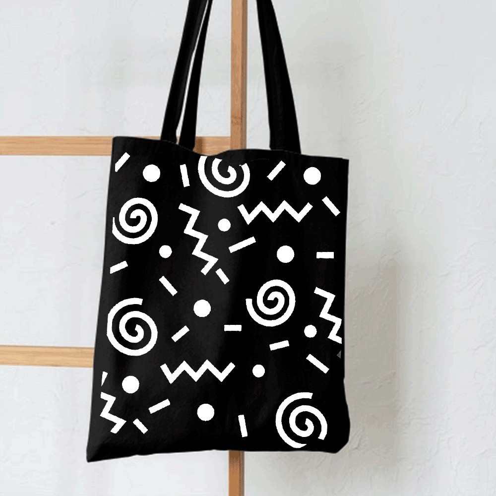 3.3 Sale Totebag Resleting Berbahan Semi Canvas Bermotif Keong dan Ular | Totebag Hitam | Totebag Cream 2022 - Tas Guci