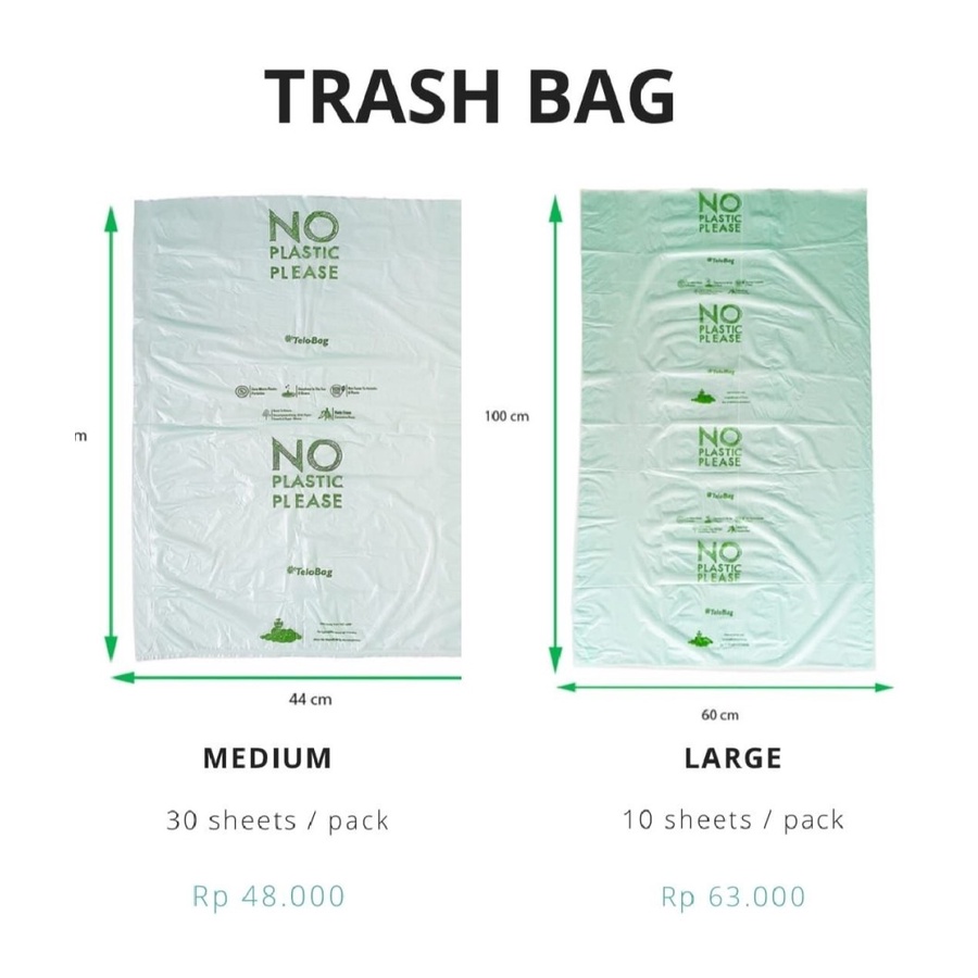 Trash Bag Kantong Sampah TELOBAG Isi 10pc 60 x 100 cm