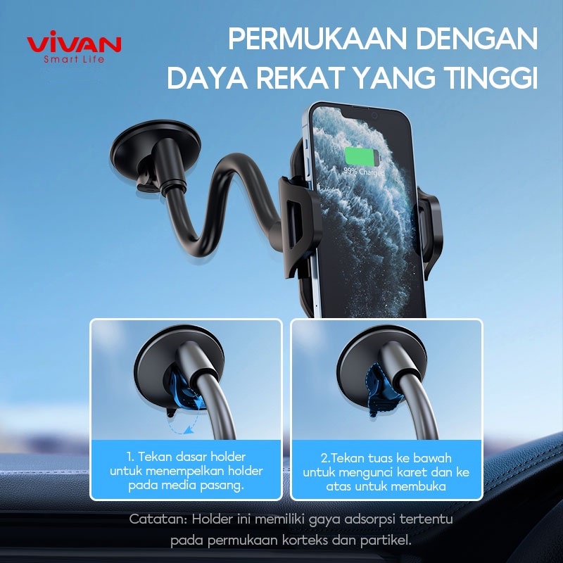 HOLDER CAR VIVAN CHS11 AUTOMATIC LOCK 360° ALUMUNIUM TUBE 4.0 INCH - 6.5 INCH