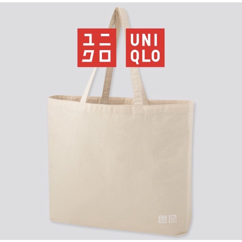 Totebag uniqlo original-totebag kanvas wanita tas belanja eco ukuran-L