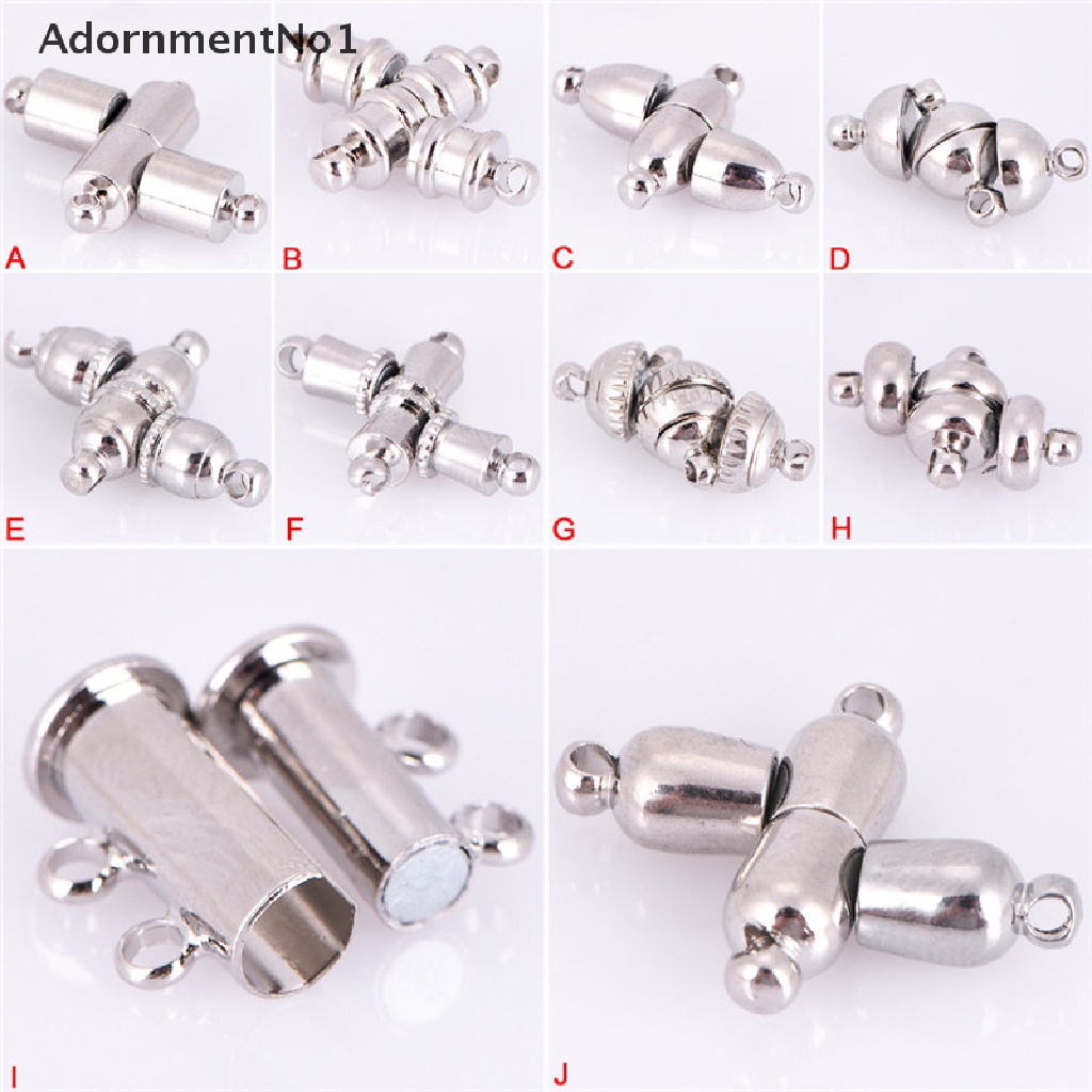 (AdornmentNo1) 10pcs / Set Kait Clasp Magnetik Lapis Silver Untuk Gelang / Kalung / Perhiasan