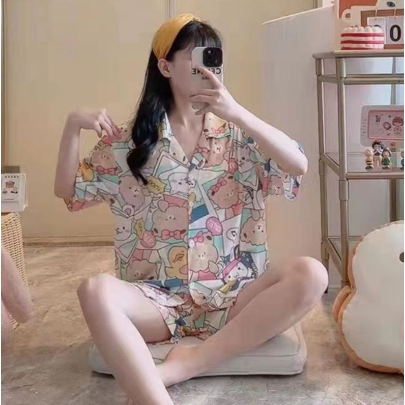 Baju Tidur Wanita Dewasa Celana Pendek Piyama HP Import C09-A