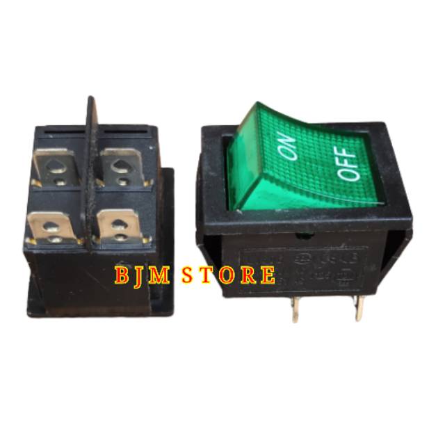 ROCKER POWER SWITCH - SAKLAR LAMPU BESAR 4PIN ON OFF HIJAU