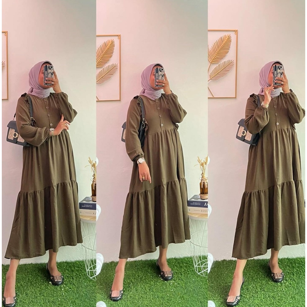 (MGA) GAMIS MIDI DYGTA RUFFLE BUSUI DRESS REMAJA WANITA AIRFLOW