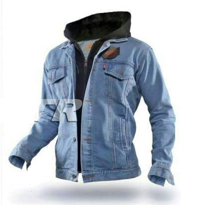 jaket jeans denim ariel double sleeting - bioblitz hoodie hitam