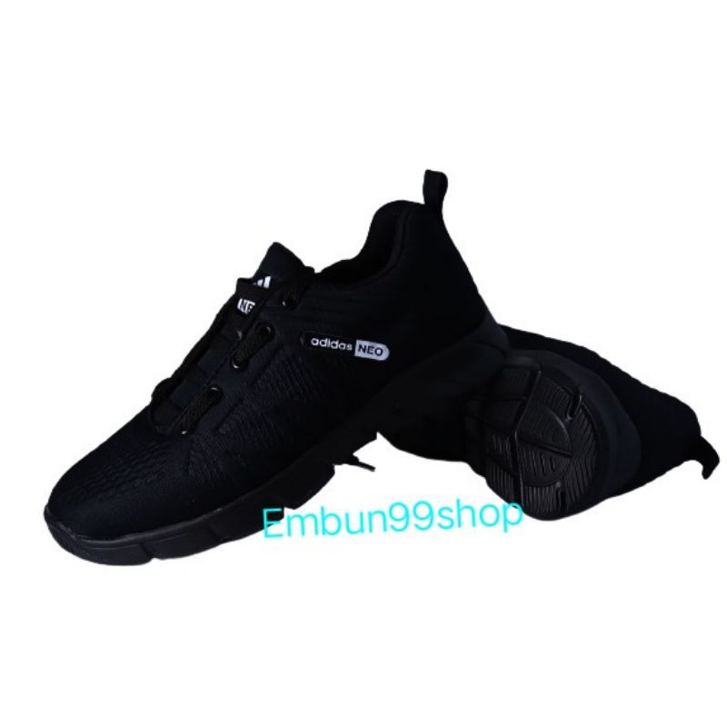 SEPATU SNEAKERS RUNNING ADIDAS FULL BLACK PRIA