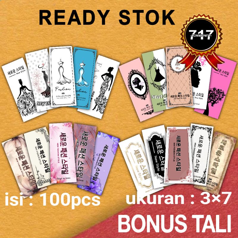 

hang tag korea 3×7 bonus tali hangtak label baju ready stok hangtag import name tak gantungan baju murah